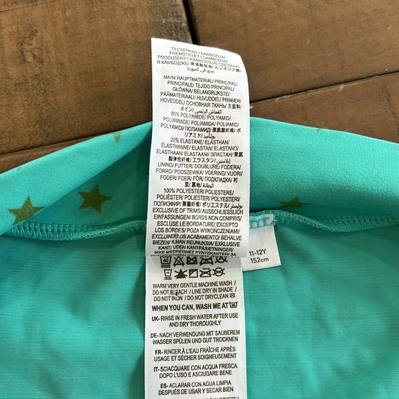 Mini Boden teal gold Star zip front long sleeve one piece rash guard swim suit - Picture 7 of 8